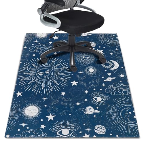 Office Chair Mat for Hardwood Floor 36"X 48" Heavy Duty Desk Chair Rug for Under Gaming Rolling Chairs Computer Decor Protect Mats Low Pile Non-Slip Rubber for Carpet & Tile Floor- Gothic - color: Blue White, size: 36"X 48"