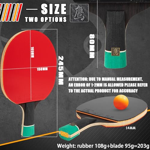 Professional Ping Pong Paddle,Ebony 7-Layer Pure Wood Table Tennis Racket,for Beginner, Intermediate and Advanced Players(yanying) - color: Short Paddle(CS)