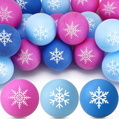 Soulchen Christmas Table Tennis Balls Bulk 40 mm Xmas Table Tennis Ball Novelty Funny Snowballs Toys Accessories for Christmas Game Birthday Gift Xmas Party Decorations