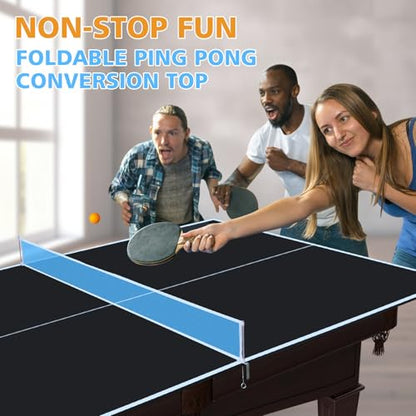 8ft Black Mid Size Ping Pong Conversion Top Foldable Portable Table TTable Top for Indoor Games