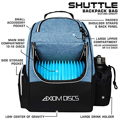 Axiom Discs Shuttle Disc Golf Backpack Bag (Choose Your Style and Color) - color: Heather Teal, style: Without Velcro Side Panel