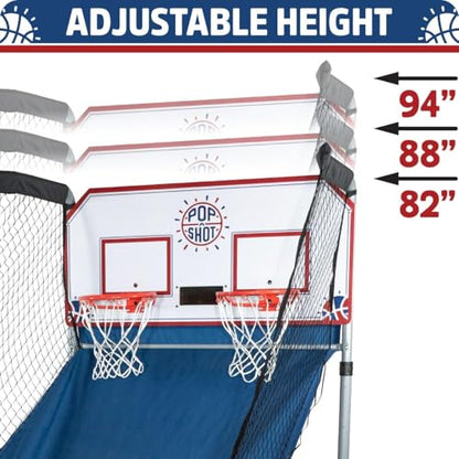 Pop-A-Shot - Home Dual Shot Arcade Basketball Game with NBA Graphics l Sensor Scoring l 16 Game Modes l 7 Balls l Foldable Storage l for All NBA Fans - style: Detroit Pistons