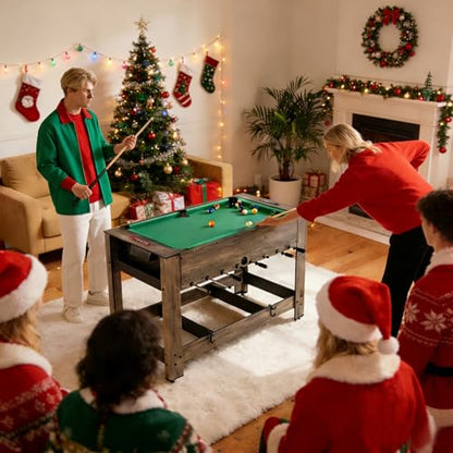 GYMAX Multi Game Table, 48 Inch Foosball & Billiards 2 in 1 Swivel Combo Game Table with 2 Balls, Space-Saving Design for Family Night, Game Room, Party