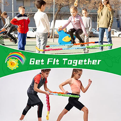 Jecery Cooperative Stretchy Band Carnival Games Elastic Fleece Tug of War Rope Sack Race Bags Legged Race Bands for Stretchy Band Music Activities Field Day Kids Adult Games - size: 21.3 ft