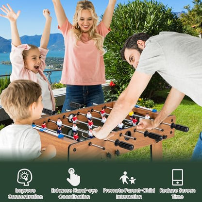 KOTEK Folding Foosball Table, 27 Inch Football Game Table with 2 Mini Balls, Soccer Table Game for Kids Adults Family Game Night, Space Saving for Indoor Game Room Home