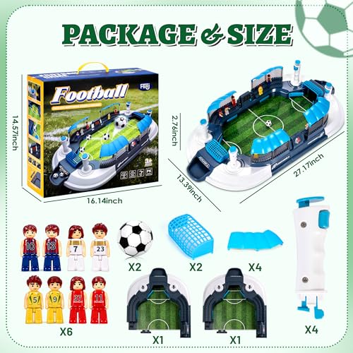 Mini Foosball Table for Kids, Tabletop Soccer Game with Light Up Scoreboard, Portable Family Party Game for Boys and Girls Ages 3-12