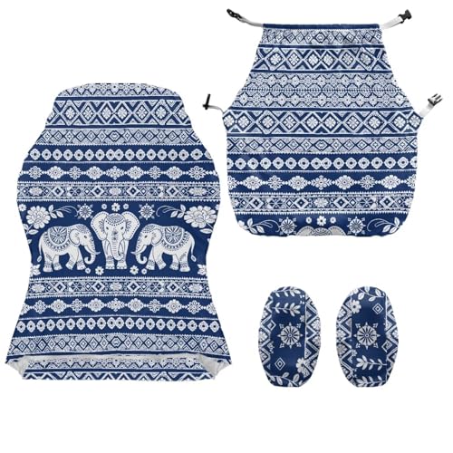Suobstales Aztec American Tribal Elephant Pattern Gaming Chair Cover with Armrest Covers Waterproof Cat Scratch Proof, Stretch Gaming Chair Seat Covers for Ergonomic Game Rotating Office Chair - color: Aztec American Tribal Elephant