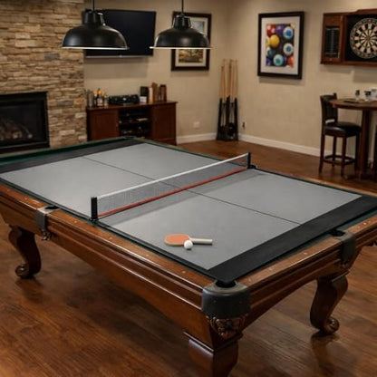 Midsize Foldable Indoor Table Tennis Conversion Top, 84 x 44 in Ping Pong Tabletop with Net & Post, 9mm Thick Playing Surface, Lightweight Compact Design, Easy Fold-Up Storage