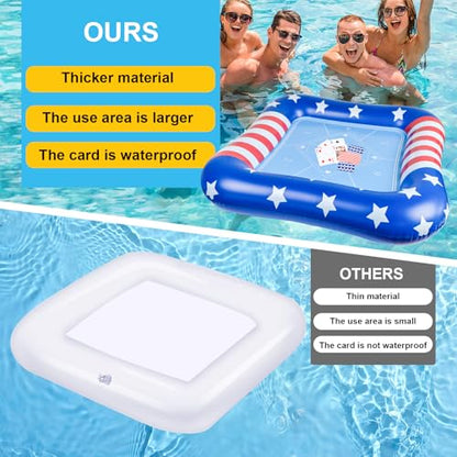 succulentlovers Large Inflatable Card Table for Pool with Waterproof Playing Cards - 41 Inches Waterproof Playing Cards for Pool Floating Games Table for Pools Summer Party Outdoor Beach Party