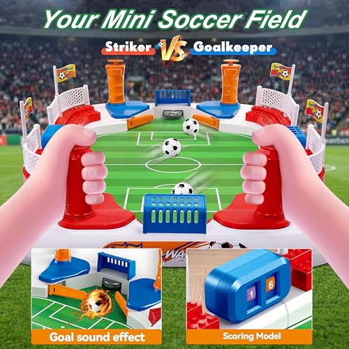 Mini Foosball Table Game for Kids: Soccer Gifts Toy for 3 4 5 6 7 8-12 Year Old Boys - Sports Football Board Games for Indoor Family Party - Perfect Christmas Birthday Gifts for Kids Age 3-12