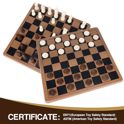GOTHINK Wooden 2-in-1 Chess and Checker Board Game Set, Classic Game for Kids and Adults, 11 inches Chess Board Set, Perfect for Travel and Family Fun - style: 2 in 1 Chess Set