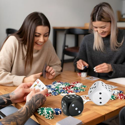 Large Foam Dice, 2 PCS 3.15 Inch Soft Jumbo Dice Set – 6 Sided Squeeze Stress Relief Game Dice for Family Game Night, Party Supplies - color: White,black