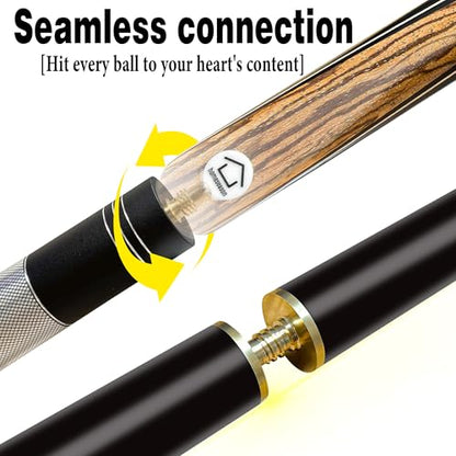 HomeSeason 57inch Snooker Cue Stick 18oz 3/4 Jointed Pool Cue, with Extension, Cue Case, Durable Ash Wood and Red Maple Construction Billiards Cue - color: HSS16