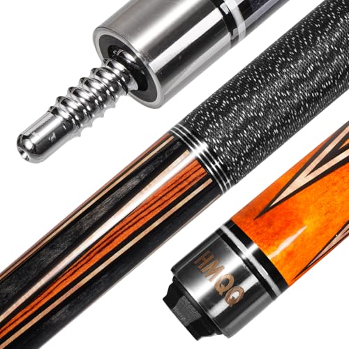 HMQQ 58" Maple Pool Cue Stick, 19oz 2-Piece Billiard Cue with 13mm Tip, Adjustable Weight, Linen Wrap, Stainless Steel Joint, Pool Cue for Beginners, Gift Ready with Carry Bag - color: Yellow