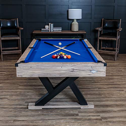 American Legend Billiard Table with Rustic Wood Finish - color: Blue 84