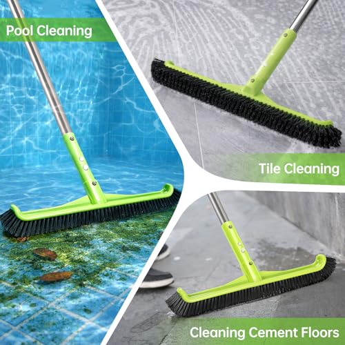 Pool Brush Head, Scrub Brush with Premium Nylon Bristles,Curved Ends High-Efficiency Pool Broom/Pool Brushes for Cleaning Inground/Above Ground,Swimming Pool, Walls, Bathtubs, Tiles & Floors(Green) - color: Green