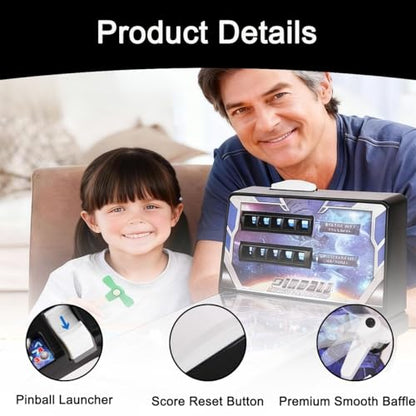 Desktop Pinball Machine for Kids, Retro Arcade Electronic Arcade Mini Pinball Game for Home, Classic Pinball Gifts Toy with Light Music Scoreboard