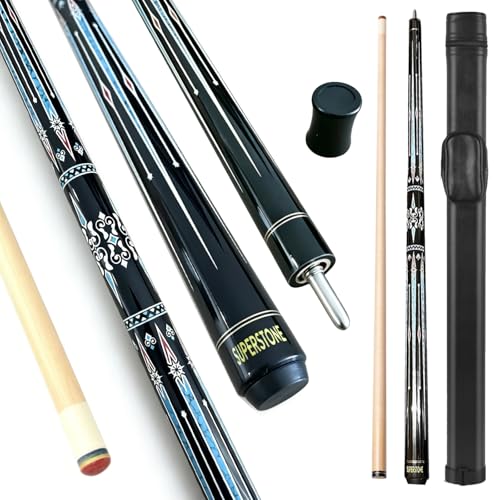 SUPERDIAMOND Pool Cue Stick Set Billiard Cue Sticks with Hard Case, 2-Pieces 58" Pool Table Sticks, 12.5 mm Tip Pool Queue,Pool Stick Set for Home Recreation, Billiards Clubs, Training - style: Billiard Cue Sticks-GB-YD-C-5S