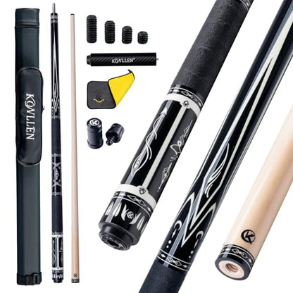KONLLEN Maple Pool Cue Stick for Adults - Features Low Deflection Shaft, Titanium Alloy 3/8x8 Joint, and 12mm Tip - color: K-05-set