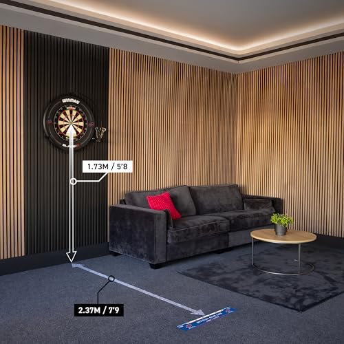 Winmau Darts Oche Line - High Visibility Throw Line Marker with Toe Markers for Consistent Stance - Self-Adhesive, Sticks to Hard Floors (Wood/Tile/Laminate) - Regulation Distance - style: PDC