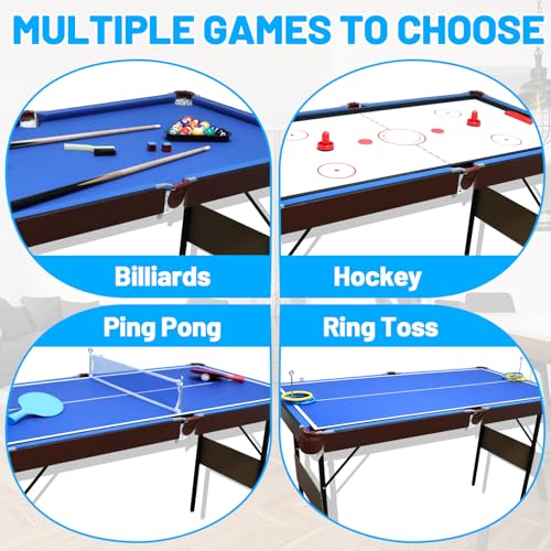 Seydrey 4 in 1 Multi Game Table, Folding Portable Billiards Game Table Set