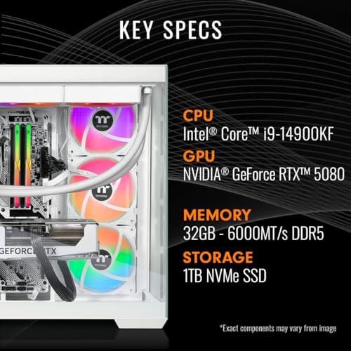Thermaltake LCGS View i1480S-380 Gaming Desktop (Intel® Core™ i9-14900KF, ToughRam 32GB DDR5 6000MT/s RGB Memory, NVIDIA® GeForce RTX™ 5080, 1TB NVMe M.2, WiFi, Windows 11) V38S-Z790-580-LCS - size: 14900KF, style: 5080