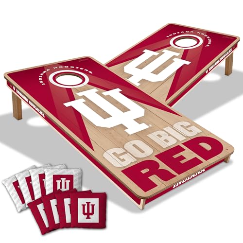 YouTheFan NCAA 2' x 4' Slogan Series Professional Wood Cornhole Game with Logo Bags - color: Indiana Hoosiers