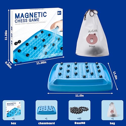 Magnet Game, Magnetic Game for Kids and Adults, Table Top Board Game for Kids 8-12, Magnet Chess Game 40Pcs for Family Games Night, 2-4 Players - style: 40 PCS Chess Pieces