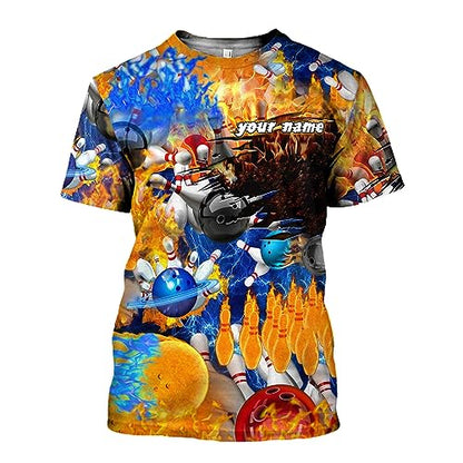 Rivelus Personalized Name Bowling Shirts for Men and Women 3D, Bowling Shirts for Team Bowling, Bowling Shirts Gift - color: Blm30