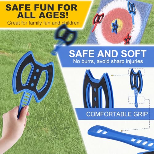 Throwing Axe for Axe Throwing Game for Backyard, Throwing Axe Set with Throwing Star for Outdoor Games, Durable and Fun for All Ages - style: 8 Axes+8 Stars
