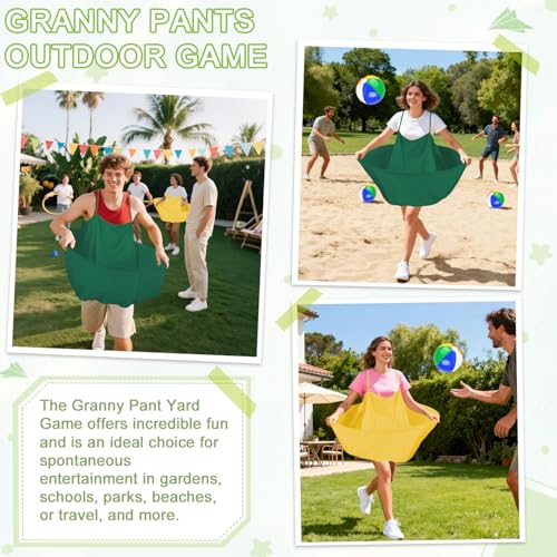 Granny Pants Yard Game Granny Pants Game with Strap Giant Yard Pant Toss Game Outdoor Party Game Granny Pants Outdoor Game with Bouncy Balls and Pump for Family Reunion Day Backyard Gatherings - color: Green Gold