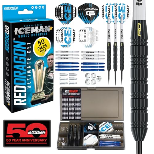 RED DRAGON Darts - Professional Darts Accessories - Choose from Full Dart Accessory Kit (Flights, Shafts, Finger Grip Wax & More) or Precision Dart Practice Rings - Multiple Options Available - style: Iceman