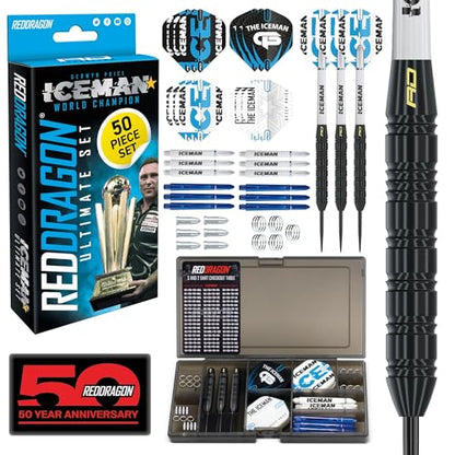 RED DRAGON Darts - Professional Darts Accessories - Choose from Full Dart Accessory Kit (Flights, Shafts, Finger Grip Wax & More) or Precision Dart Practice Rings - Multiple Options Available - style: Iceman