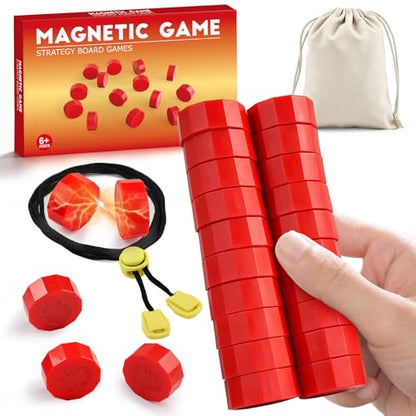 LLESSOO Magnet Chess Game Magnet Game with String, Strategy Board Games for Family, Party, Travel & Camping, Games for Kids 8-12 & Adults, 20 Chess Pieces, String and Storage Bag