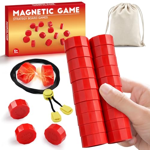 LLESSOO Magnet Chess Game Magnet Game with String, Strategy Board Games for Family, Party, Travel & Camping, Games for Kids 8-12 & Adults, 20 Chess Pieces, String and Storage Bag