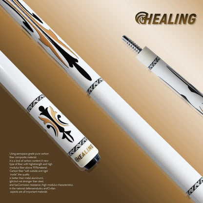 Carbon Fiber Pool Cue – 12.9mm, 14mm and 12.4mm, 2-Piece Billiard Cue Stick for Women/Men, Professional Break Cue for Snooker, 8-Ball, 9-Ball, Home & Club Use - color: White