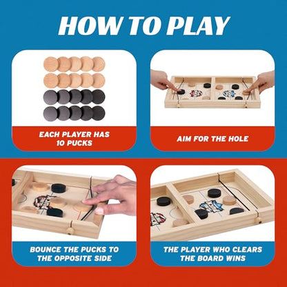 Fast Sling Puck Game - Super Winner Slingshot Puck Board Game - Sling It Shot 2 Player Hockey Table for Kids, Teen and Adults - Christmas Indoor Family Tabletop Games - style: 14 Inch Small