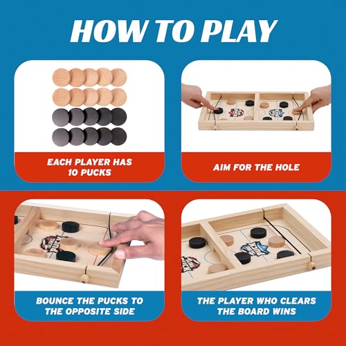 Fast Sling Puck Game - Super Winner Slingshot Puck Board Game - Sling It Shot 2 Player Hockey Table for Kids, Teen and Adults - Christmas Indoor Family Tabletop Games - style: 14 Inch Small