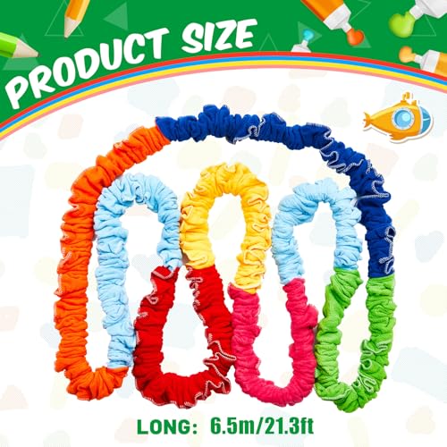 Jecery Cooperative Stretchy Band Carnival Games Elastic Fleece Tug of War Rope Sack Race Bags Legged Race Bands for Stretchy Band Music Activities Field Day Kids Adult Games - size: 21.3 ft