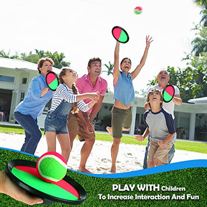 Charniol Kids Toys Toss and Catch Game Set Beach Game Outdoor Ball Sports Games Toss and Catch Ball Nylon Toys for Kids Adults (Pink, Green, Black,12 Paddles 6 Balls) - color: Pink, Green, Black
