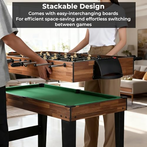Goplus 10-in-1 Combination Multi Game Table Set, Adult Size Combo Game Table W/Foosball, Table Tennis, Pool, Air Hockey Table, Bowling, Chess, Checkers, Backgammon for Game Night - color: Brown
