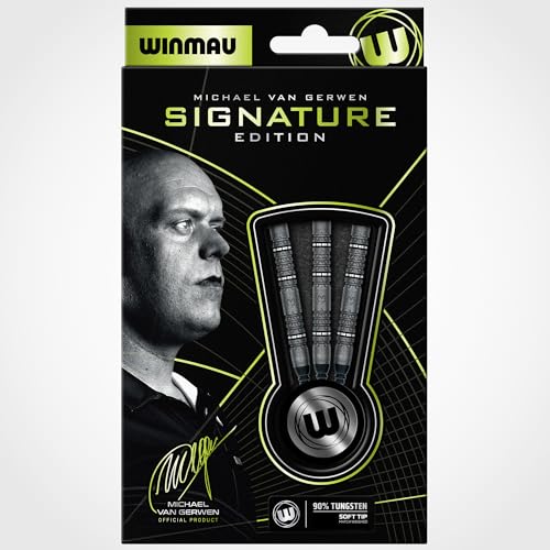 Winmau Darts - Michael Van Gerwen | Mike Maloney | Leonard Gates - Professional Players - Soft Tip Darts - Includes Dart Flights and Shafts - size: 18G