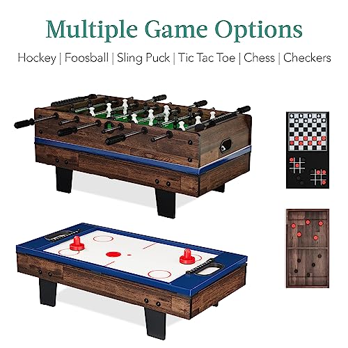 Best Choice Products Multi-Game Table Series – Interactive Game Tables for Kids with Foosball, Air Hockey, Billiards, Ping Pong & More | Childrens - color: 11-in-1 Dark Wood