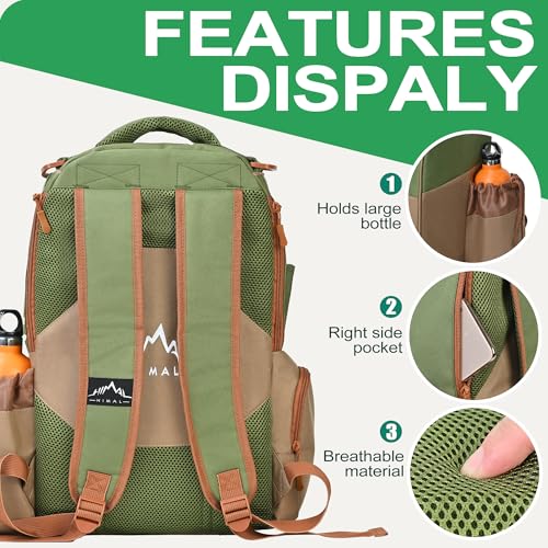 HIMAL HIMAL Disc Golf Bag, 22+ Discs Lightweight Backpack | 600D nylon, 22+ disc capacity, water bottle pockets, padded straps, lightweight under 2lbs - color: Green