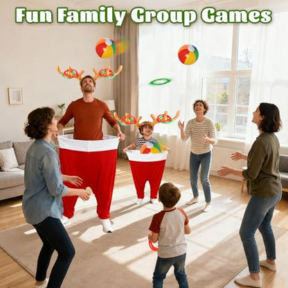 7 Pcs Granny Pants Yard Game Set – Large & Small Pants with 4 Bouncy Balls and 1 Air Pump,Fun Parent-Child Outdoor Game for Family Reunion, Group Parties & Backyard Activities - color: Red White B
