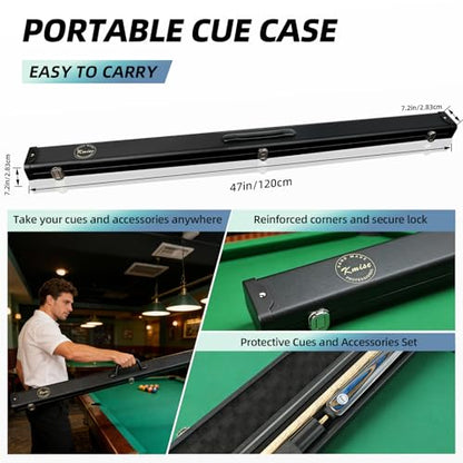 Kmise Snooker Pool Cue Sticks Set Blue Black 20oz