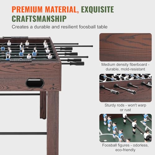 Happybuy Foosball Table, 55-inch Standard, Indoor Full Size for Home, Family, Game Room, Set with 4 Balls, 2 Cup Holders
