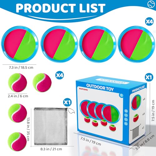 Toss and Catch Ball Game Set, Beach Outdoor Toys for Kids Boys with Paddle, Balls and Storage Bag, Yard Backyard Outside Indoor Toys Games Gifts for Kids Boys Girls Ages 3 4 5 6 7 8 9 10 - style: 4 Paddles & 4 Balls