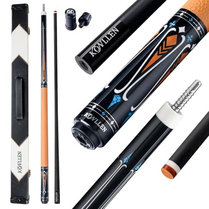 KONLLEN Carbon Fiber Pool Cue 2.0, 58-inch Low Deflection Billiard Stick for Adults with 12.5mm Tip and Pro Taper - color: 008 AK-09F 2.0-yellow