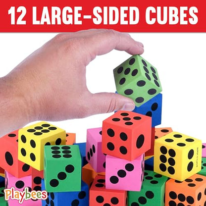 Big Foam Dice Set - 12-Pack, Jumbo, and Colorful Dice for Kids - Ideal for Boosting Math Skills in the Classroom, Great Gifts, and Party Fun - style: 12 Pack